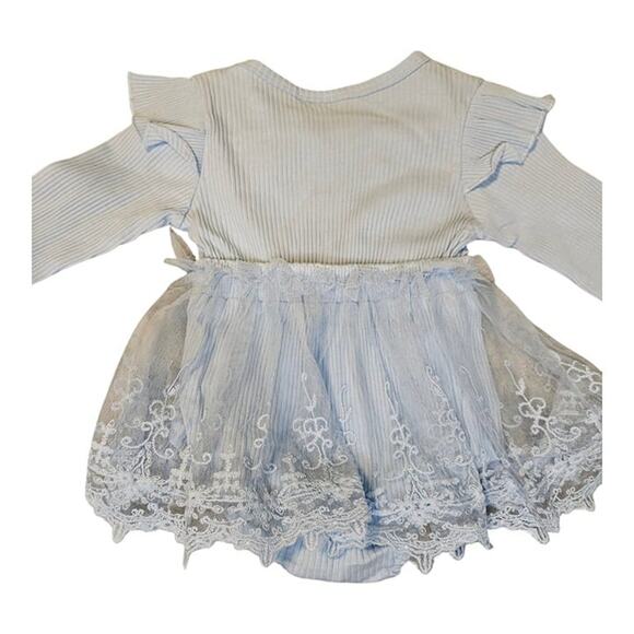 Light Blue Floral Lace Bodysuit & Headband Set, 9-12 Months (NWOT) - Picture 2 of 4